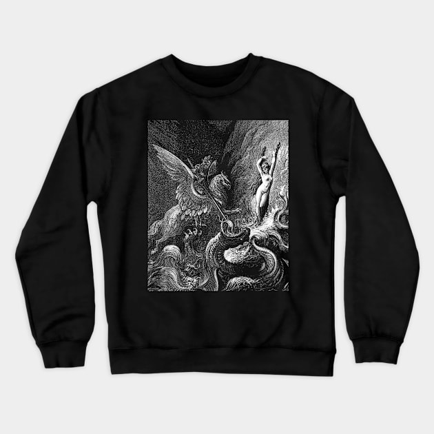 Dore Dragon Maiden Crewneck Sweatshirt by TORVENIUS